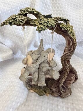 Vintage Country Artists Figurine Two and Fro Elephants on Swing Tree CA91288